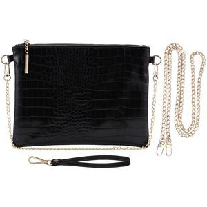 Vegan Clutch Bag Pouch With Removable Wristlet And Two Size Metal Chain c: